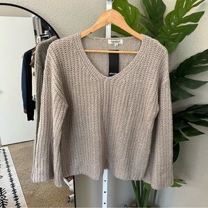 ✨ Nasty Gal Mocha Knit V-Neck Sweater | Slouchy Chunky Ribbed Pullover